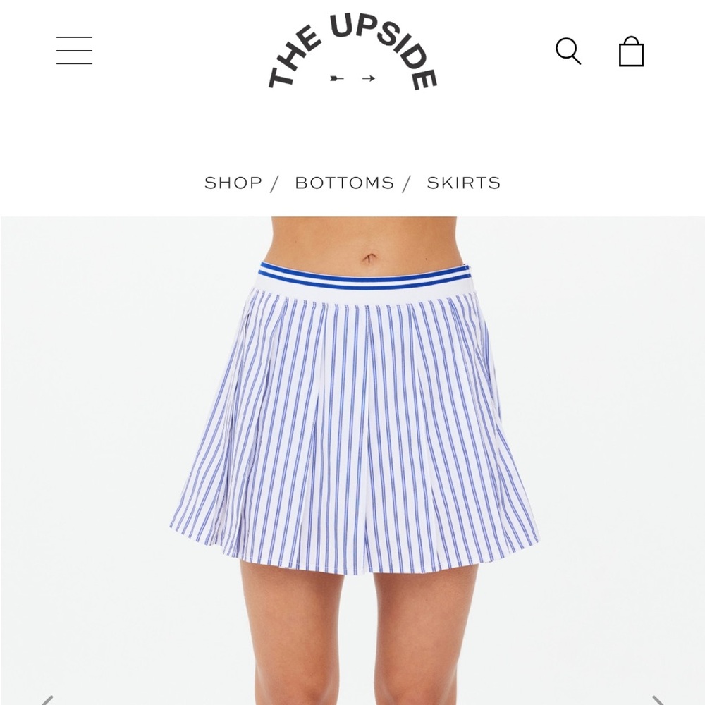 The Upside Lyon Xavier Blue and White Striped Pleated Skirt Skort - small